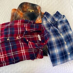 Three shirts in a lot. Plaid flannel and cotton sizes M-L
